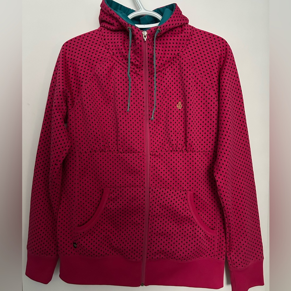Volcom Women’s Pink and Black Patterned Hoodie